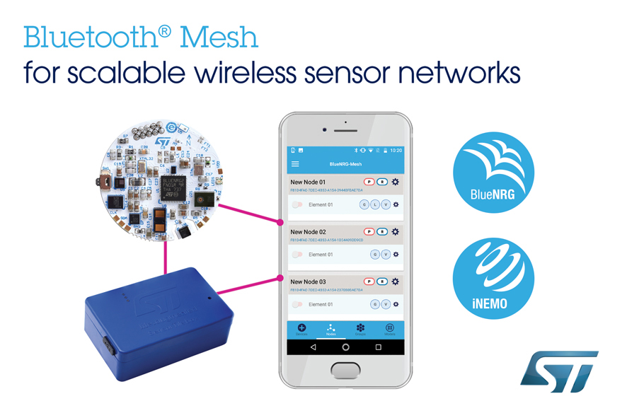 aanplakbiljet Bekwaam Inzichtelijk STMicroelectronics Unleashes Full Power of Bluetooth® Mesh to Enable  Scalable Wireless Sensor Networks - ST News