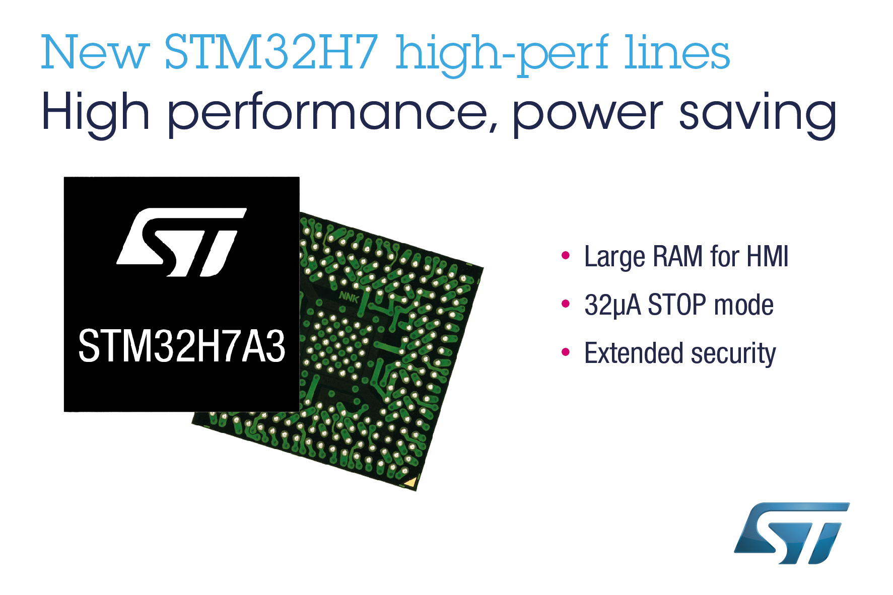 STマイクロエレクトロニクス、32bitマイコンSTM32H7シリーズに性能・集積度・効率を強化した新製品を追加