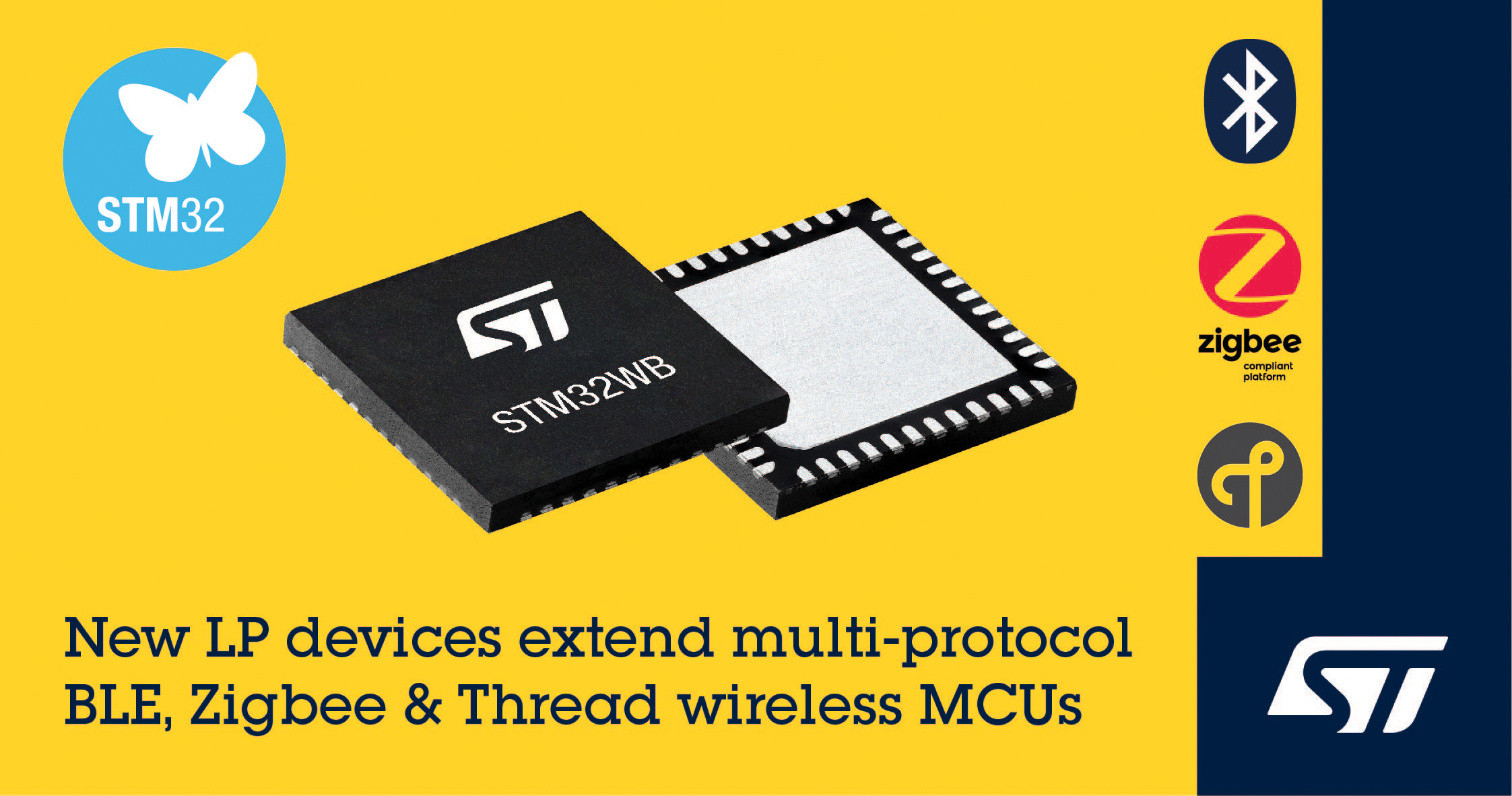 STマイクロエレクトロニクス、 Bluetooth® LE 5.0、Zigbee® 3.0、Threadに対応した デュアル･コア搭載STM32WBワイヤレス・マイコンを発表