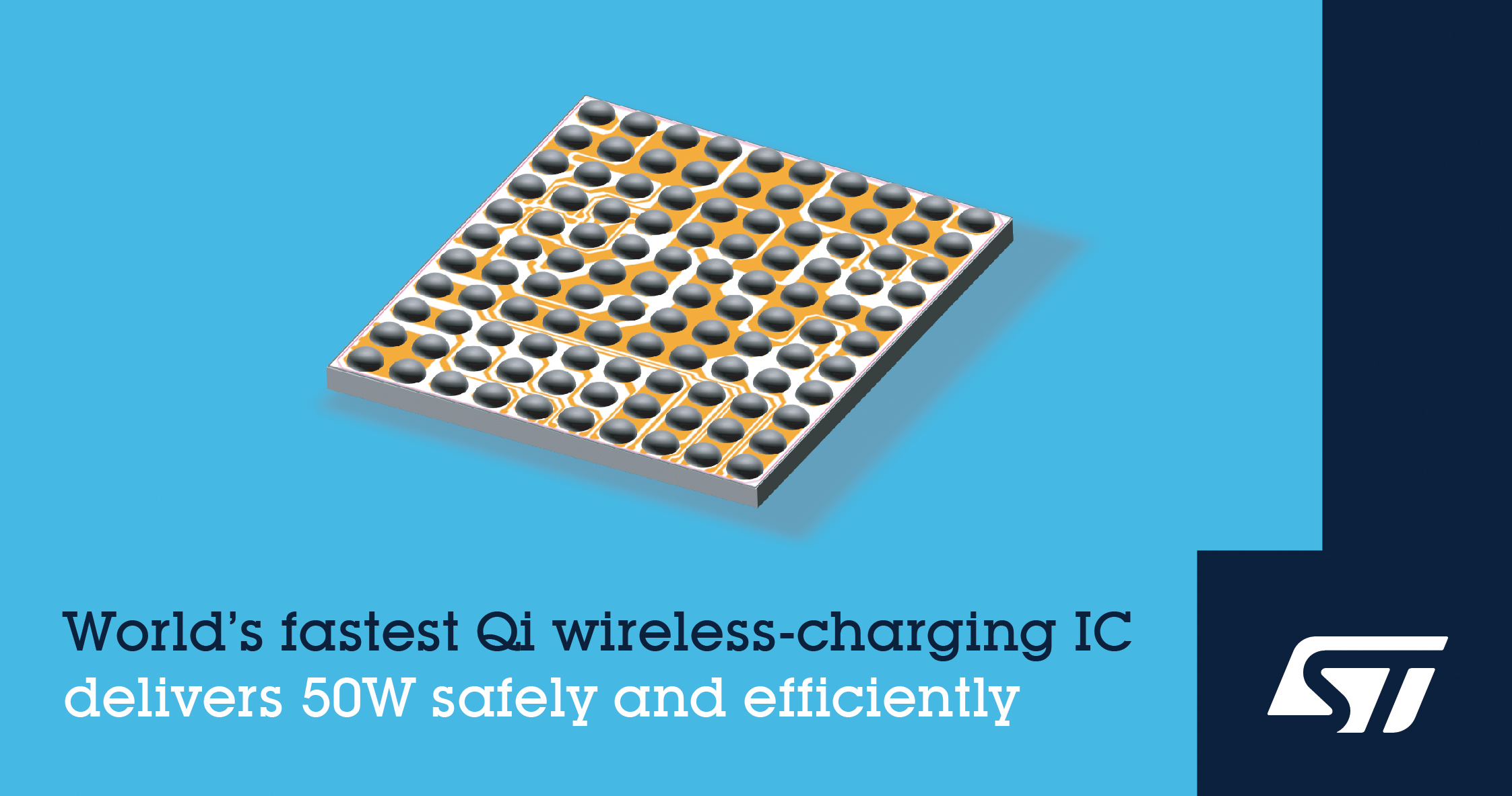 STマイクロエレクトロニクス、超高速充電を可能にするQi規格準拠 50Wワイヤレス充電ICを発表