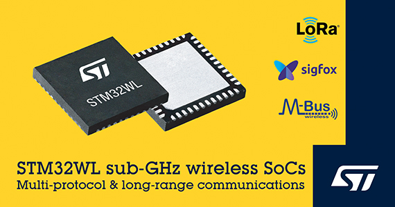 STMicroelectronics Announces Mass-Market Availability of STM32WL LoRa®-Compatible Wireless System-on-Chip Family