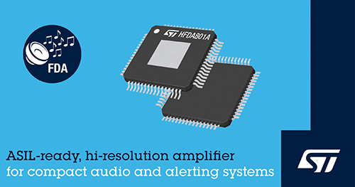 Class-D Amplifier for High-Definition Automotive Audio from STMicroelectronics Adds Diagnostics for Safety Alerting