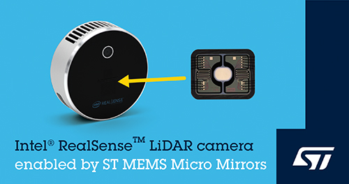 STマイクロエレクトロニクスの世界最小MEMSミラー、Intel® RealSense™ LiDAR カメラ L515に採用