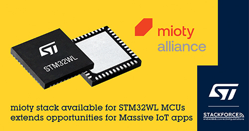 意法半导体加入mioty®联盟，拓展大规模物联网 (Massive IoT) 应用机会