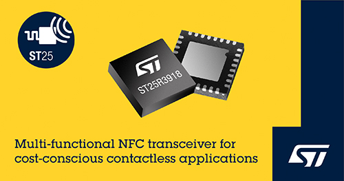 意法半导体推出经济实惠的 NFC 收发器，可赋能新应用领域，简化客户交互方式