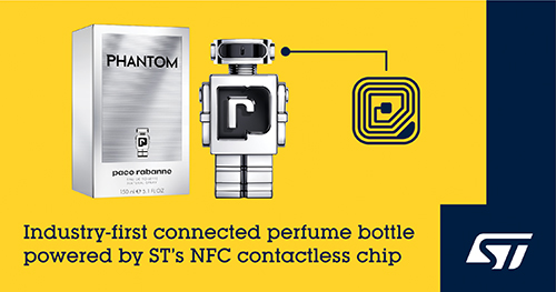 STマイクロエレクトロニクス、Paco Rabanne社の新しい香水で持続可能なラグジュアリーさと先進的なNFCタッチ通信技術の融合を実現
