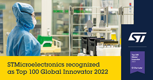 STマイクロエレクトロニクス、「Top 100グローバル・イノベーター2022」に選出