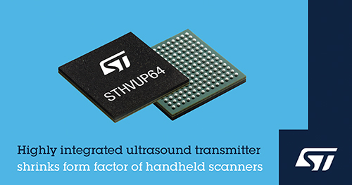 STマイクロエレクトロニクス、ポータブル・スキャナの画質向上と小型化に貢献する高集積超音波トランスミッタを発表